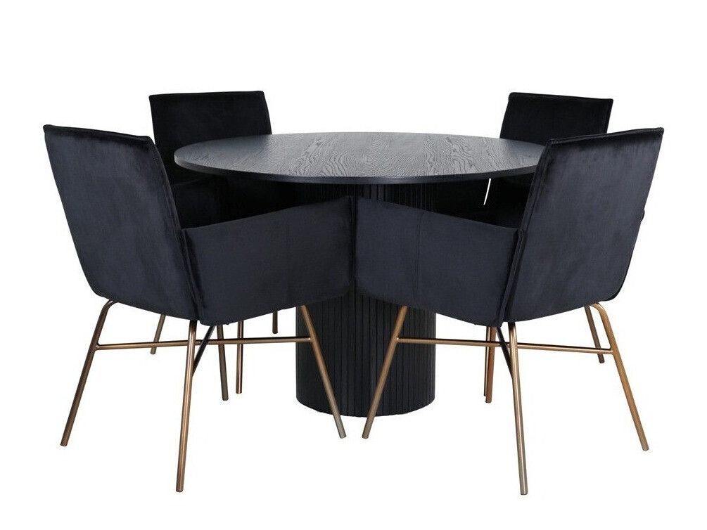 Conjunto de mesas y sillas para comedor Dallas 3092 (Negro + Cobre)