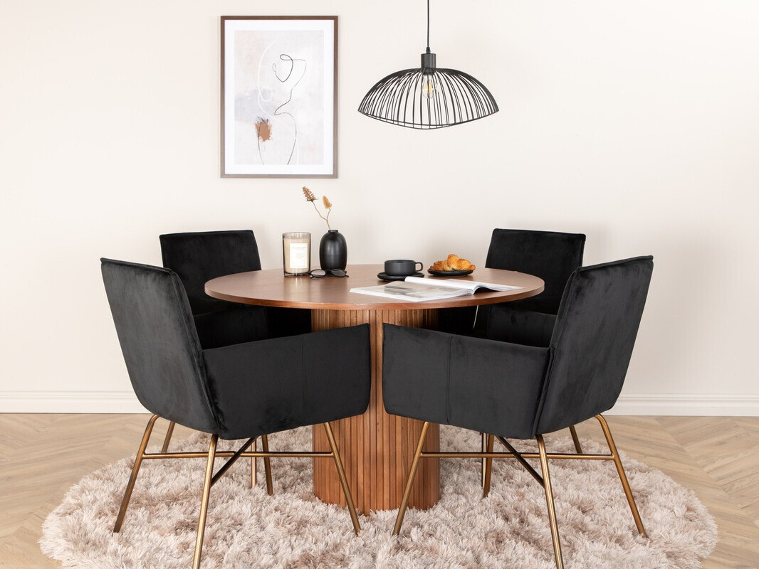 Conjunto de mesas y sillas para comedor Dallas 3093 (Negro + Cobre)