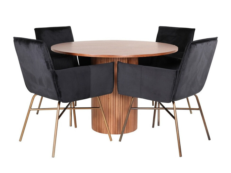 Conjunto de mesas y sillas para comedor Dallas 3093 (Negro + Cobre)