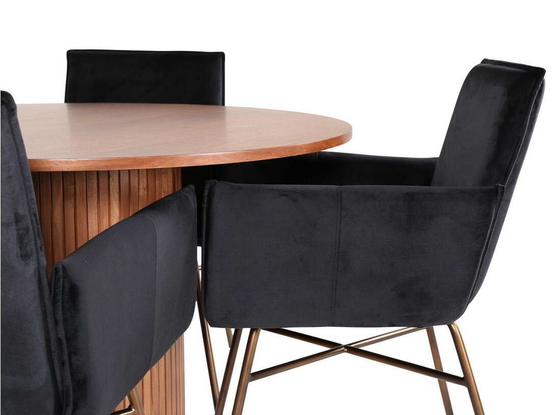 Conjunto de mesas y sillas para comedor Dallas 3093 (Negro + Cobre)