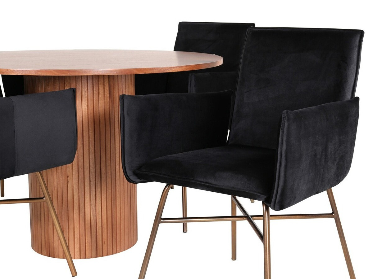 Conjunto de mesas y sillas para comedor Dallas 3093 (Negro + Cobre)