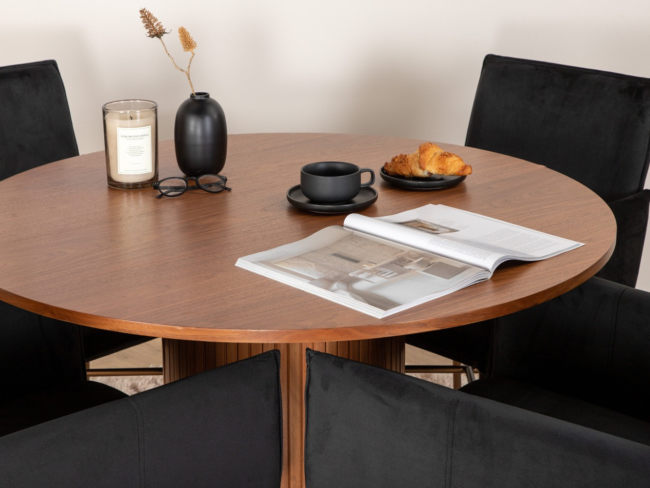 Conjunto de mesas y sillas para comedor Dallas 3093 (Negro + Cobre)
