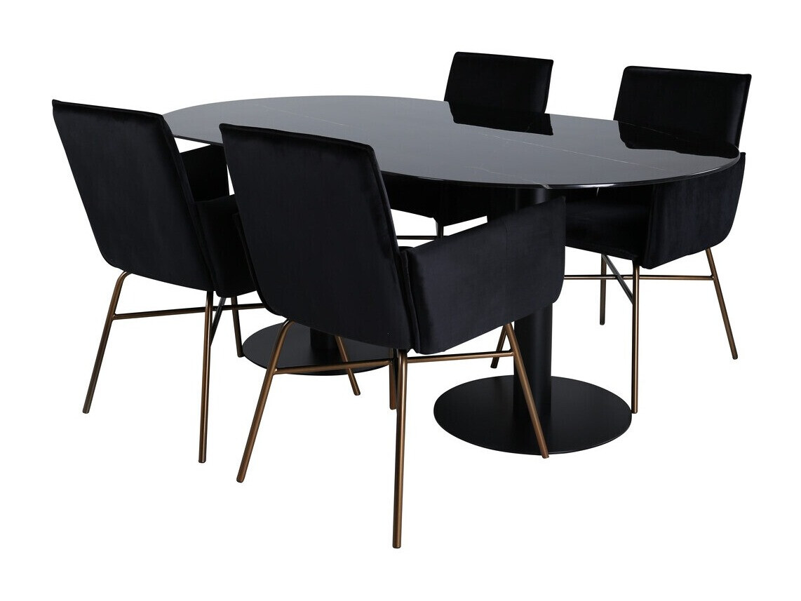 Conjunto de comedor Dallas 3066 (Negro + Cobre)