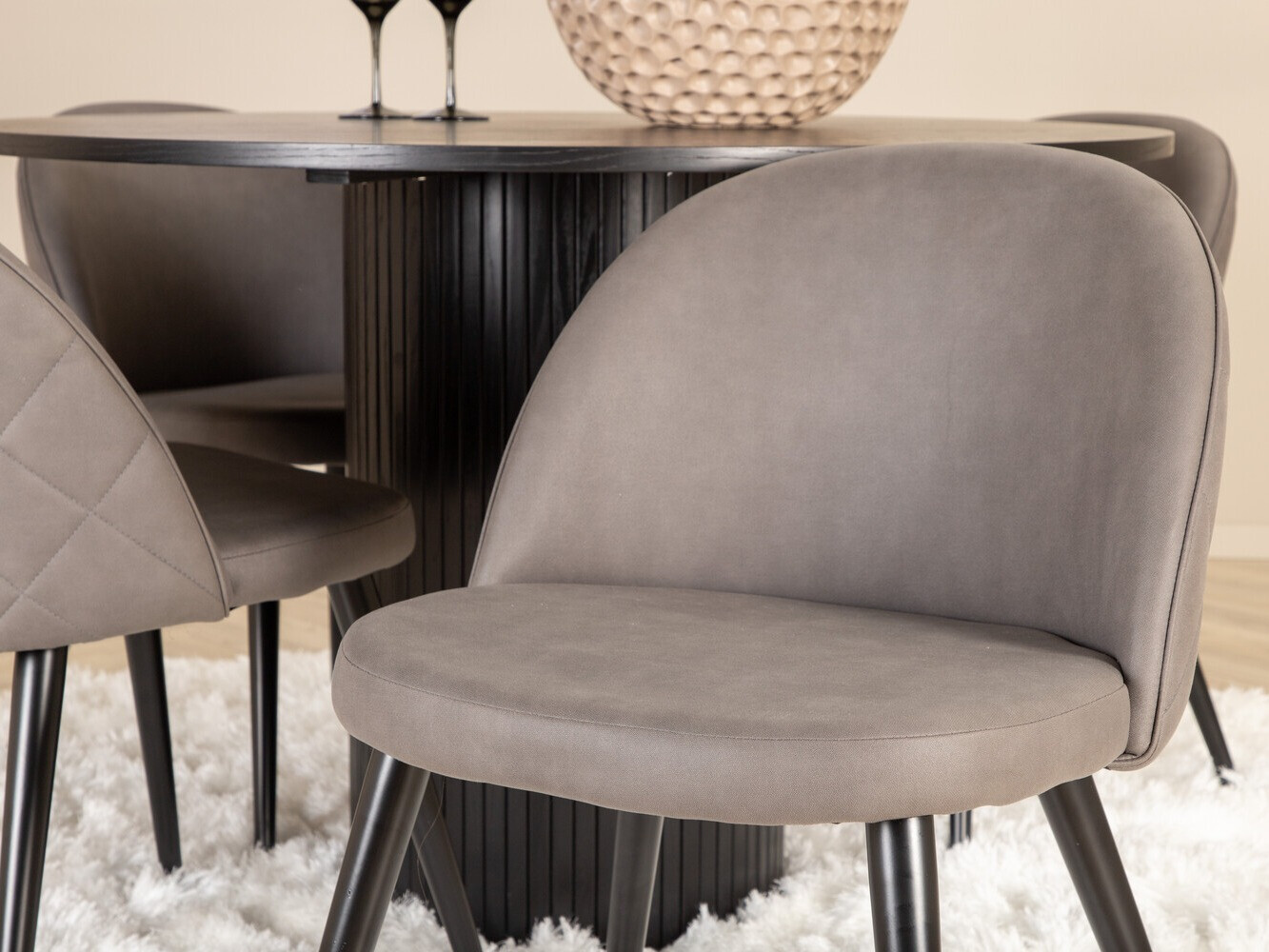 Conjunto de comedor Dallas 3070 (Gris + Negro)