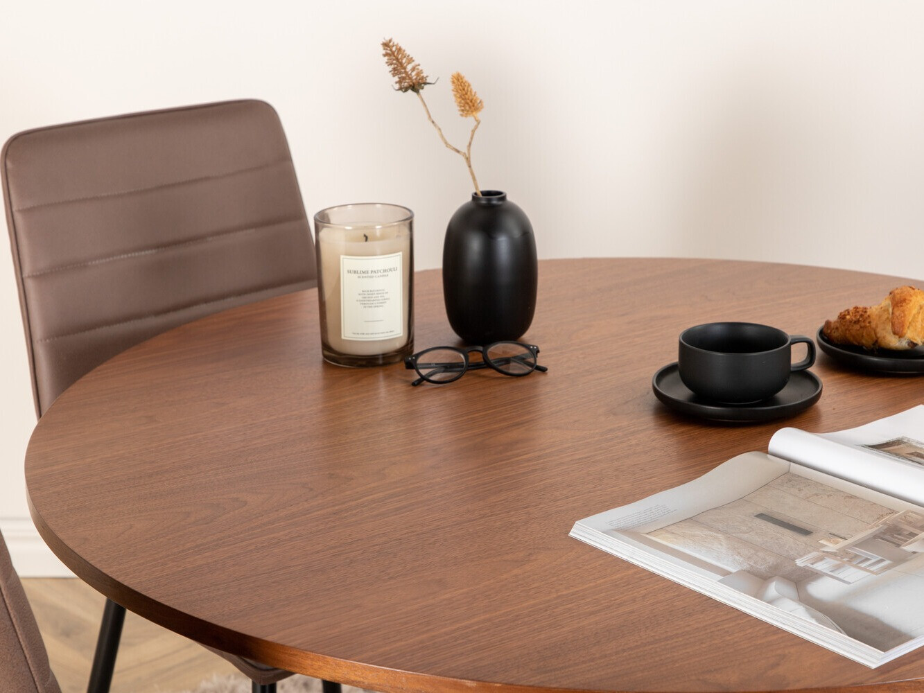 Conjunto de comedor Dallas 3091 (Marrón + Negro)