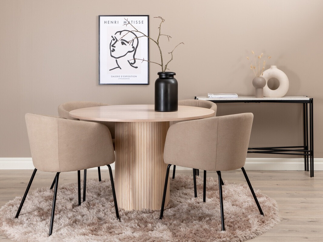 Conjunto de mesas y sillas para comedor Dallas 2557 (Beige + Negro)