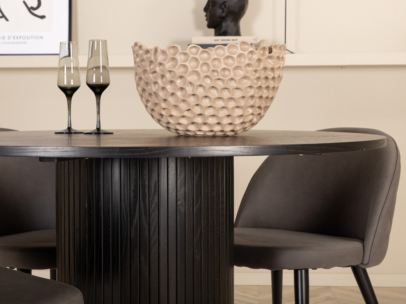 Conjunto de mesas y sillas para comedor Dallas 3070 (Gris + Negro)