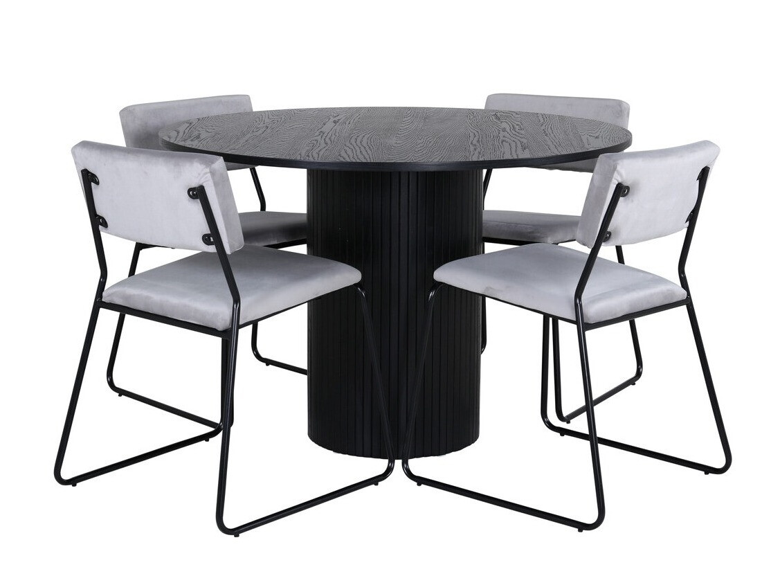 Conjunto de mesas y sillas para comedor Dallas 3084 (Gris + Negro)