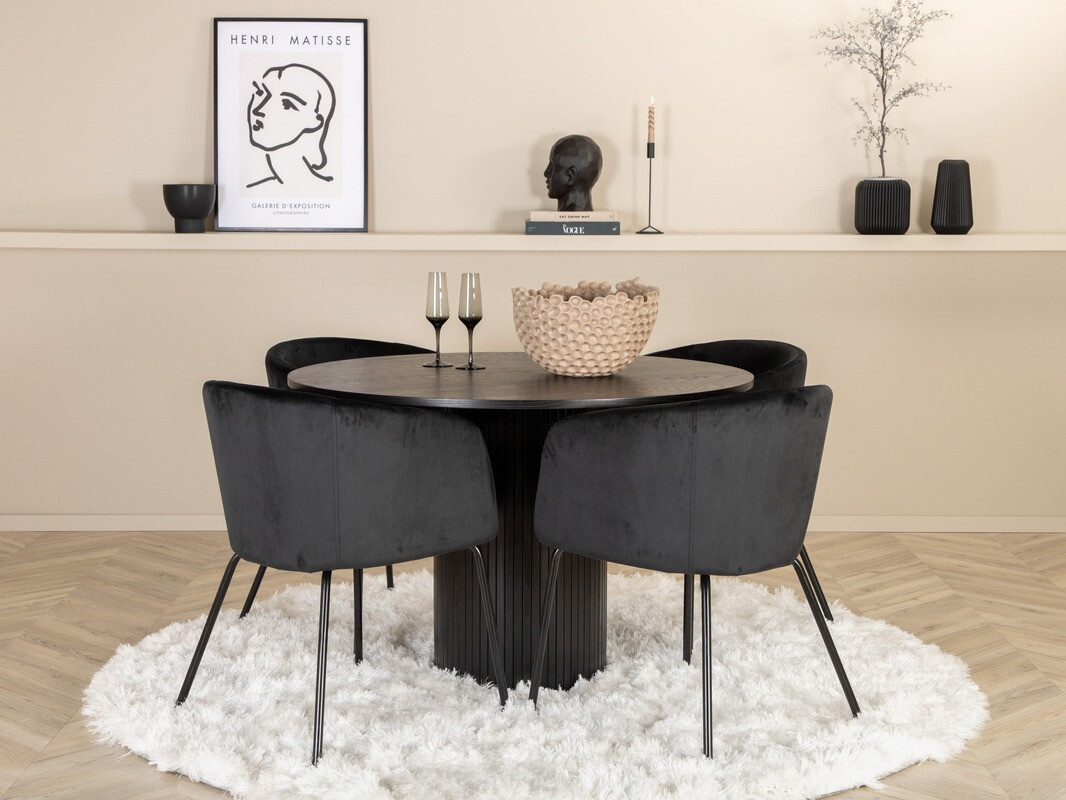Conjunto de mesas y sillas para comedor Dallas 3103 (Negro)
