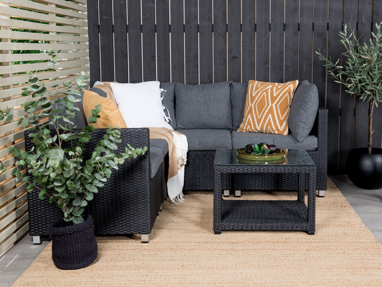 Conjunto de muebles de exterior Dallas 772 (Negro + Gris)