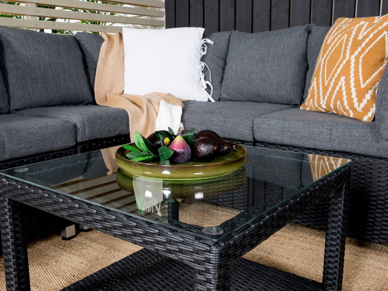 Conjunto de muebles de exterior Dallas 772 (Negro + Gris)