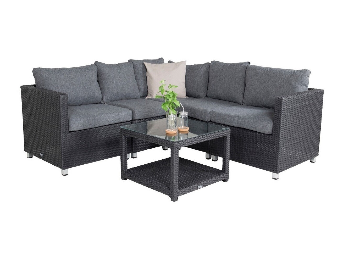 Conjunto de muebles de exterior Dallas 772 (Negro + Gris)