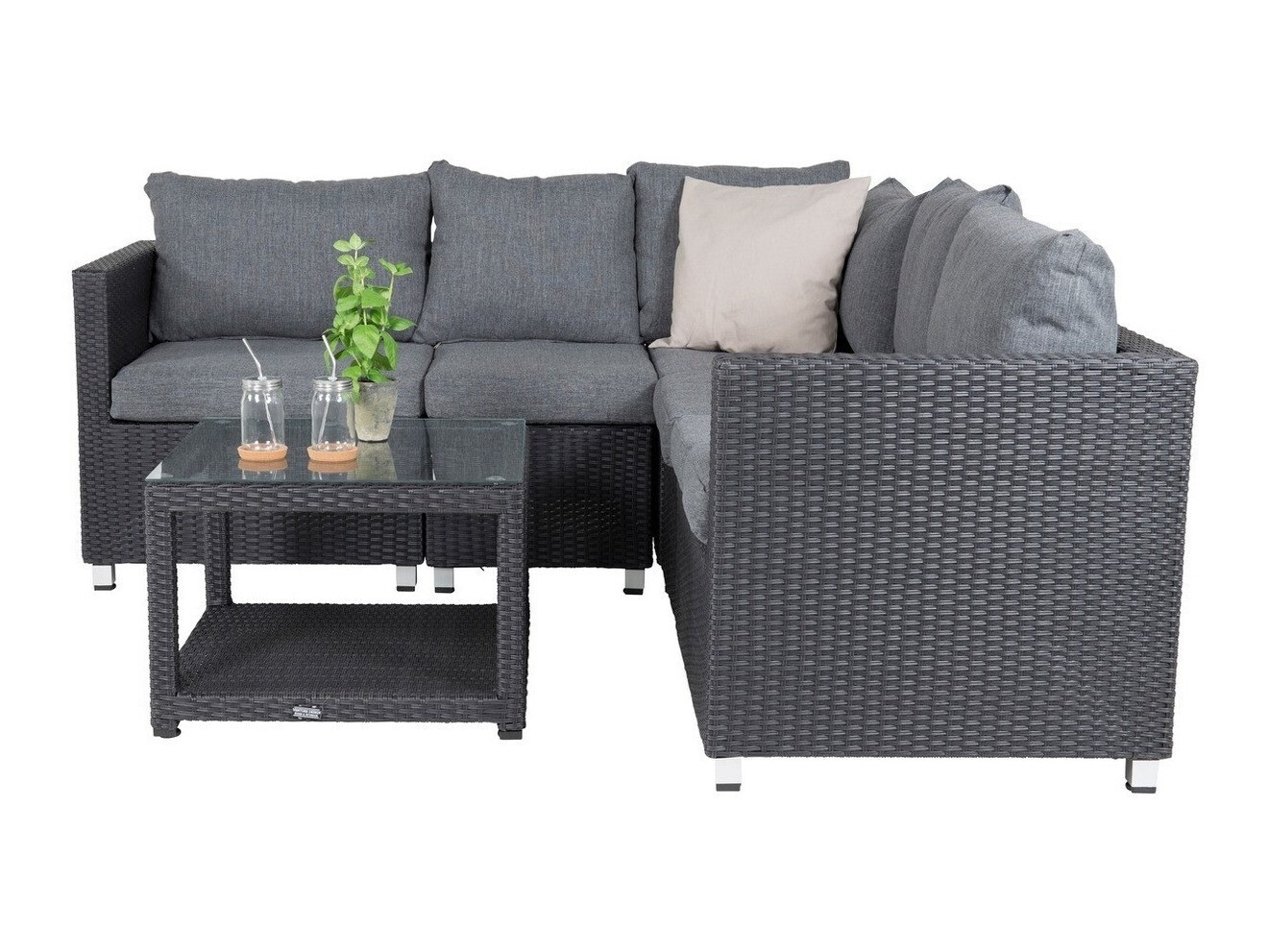 Conjunto de muebles de exterior Dallas 772 (Negro + Gris)