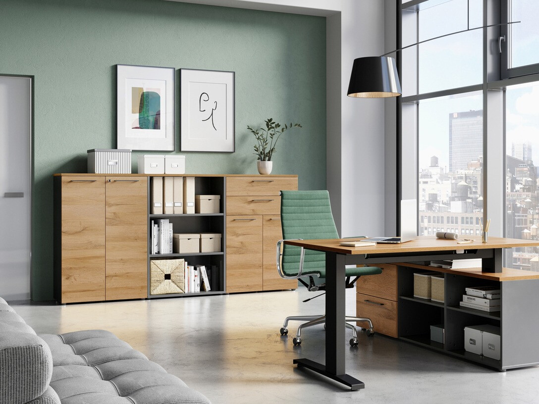 Cómoda Eliromo 103 (Grafito + Roble nieto)