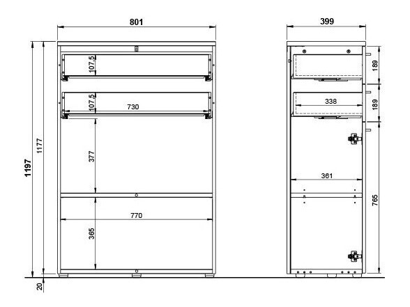 Cómoda Eliromo 103 (Gris claro)