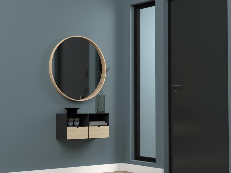 Mesilla de noche Norsica 375 (Negro + Luminoso madera)