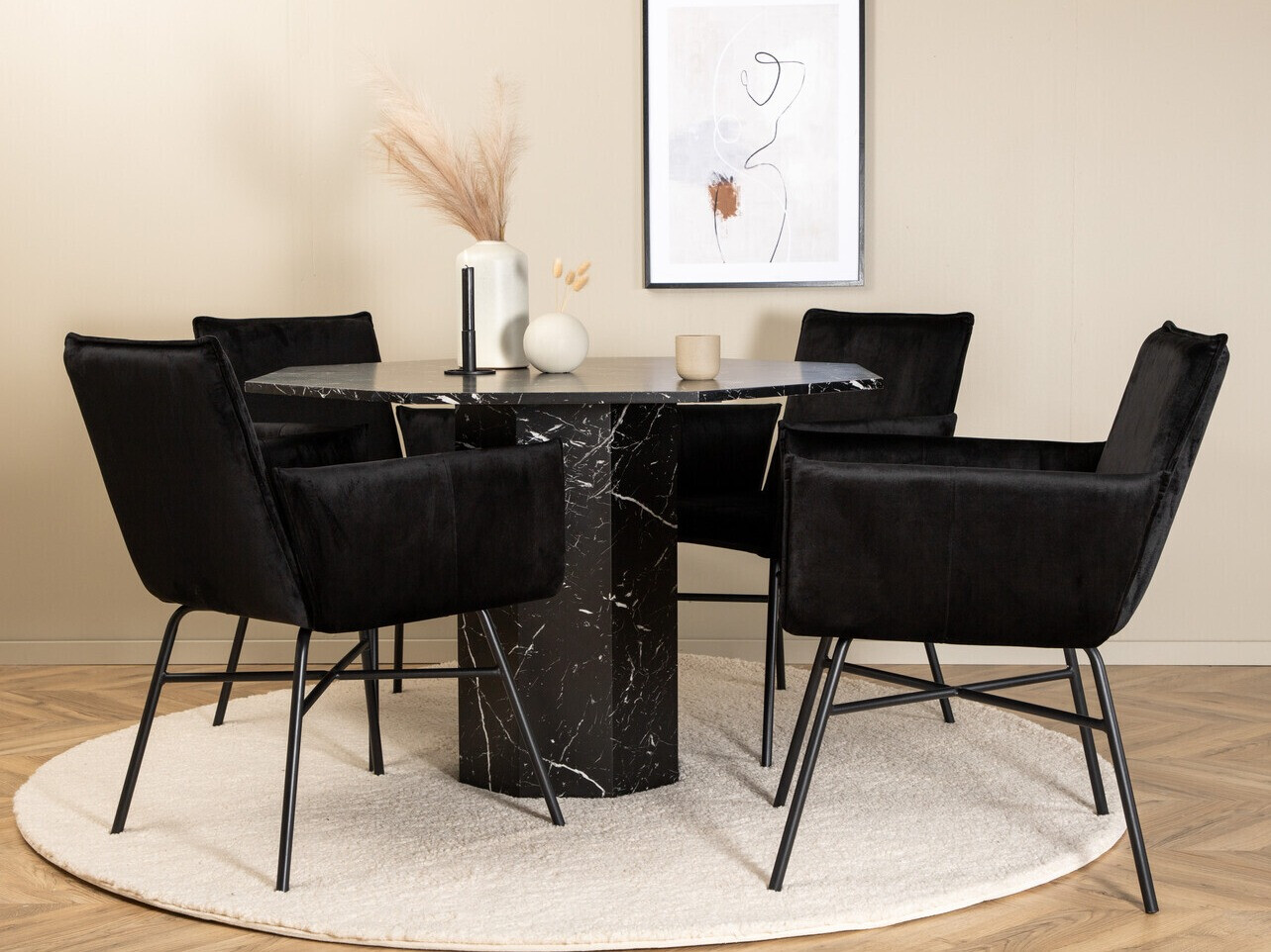 Conjunto de comedor Dallas 2618 (Negro)