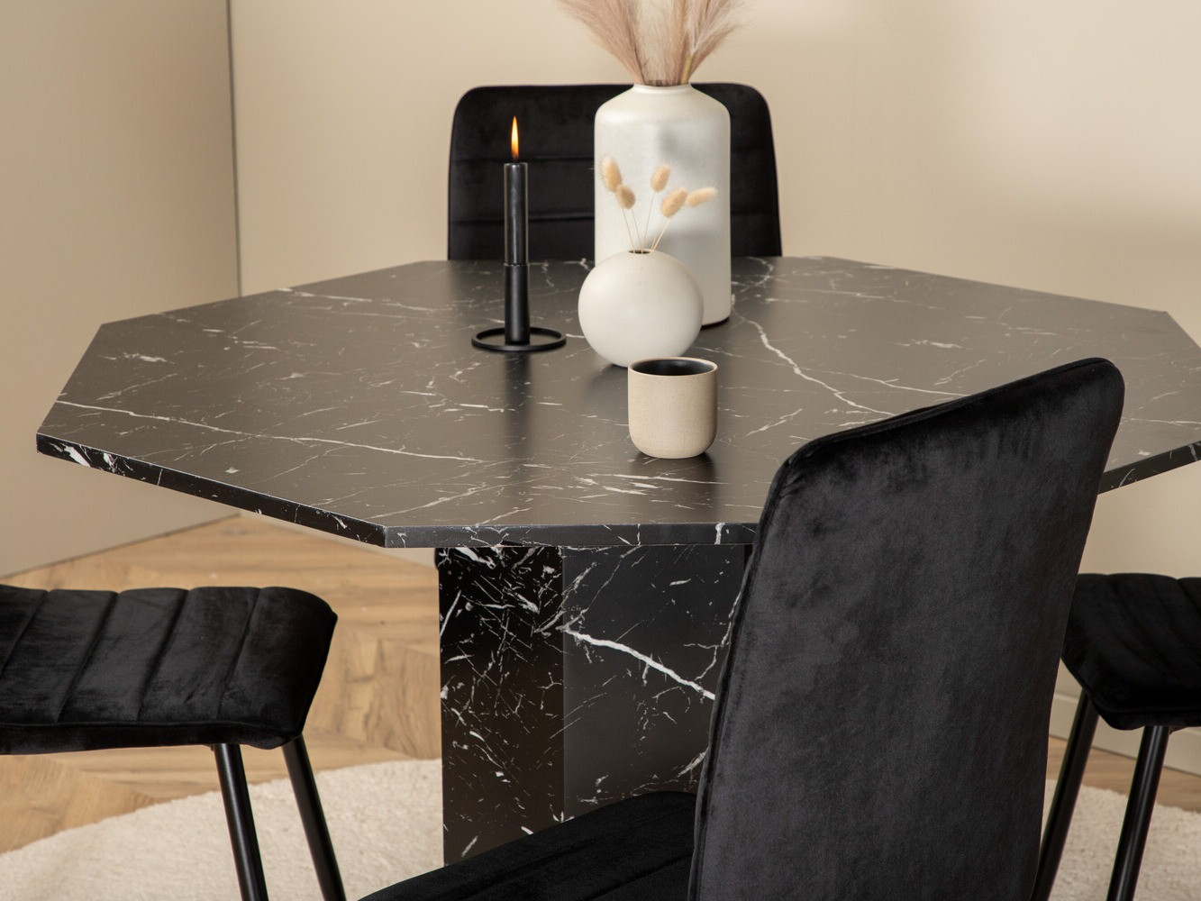 Conjunto de mesas y sillas para comedor Dallas 2617 (Negro)