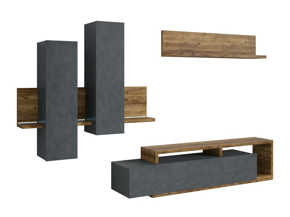 Conjunto de salón Lutiva 100 (Madera gris + Abeto oscuro)