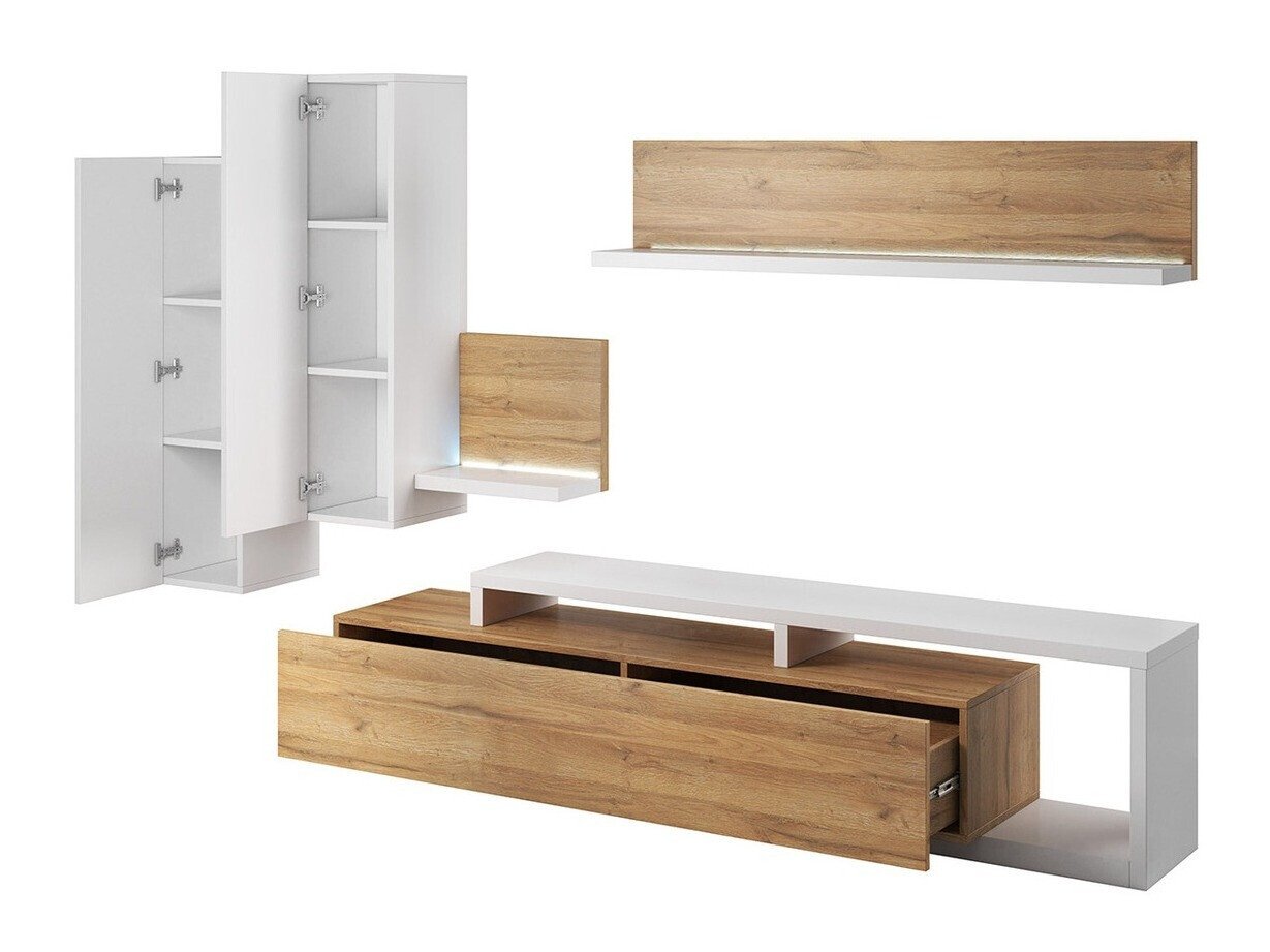 Conjunto de salón Lutiva 100 (Blanco + Roble nieto)