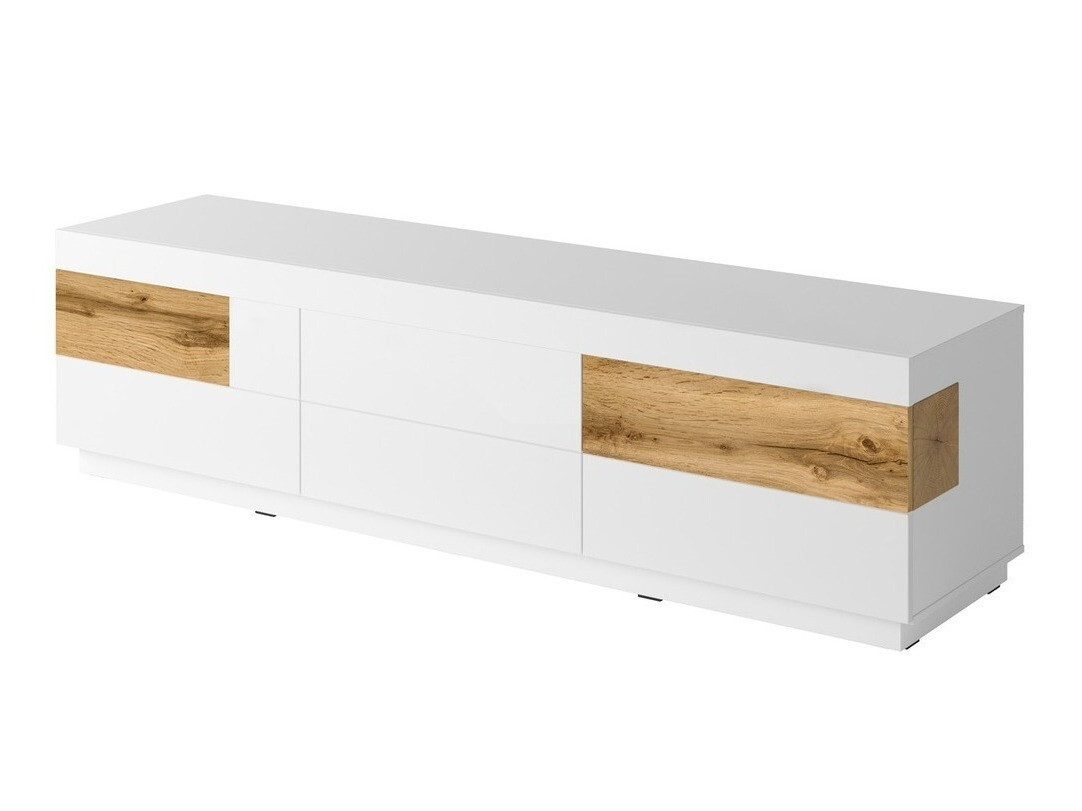 Mueble TV Livlore 102 (Blanco + Blanco brillante + Roble wotan)