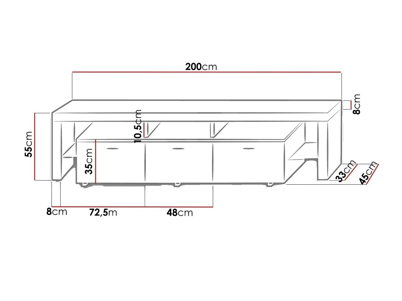Mueble TV Nashville 103 (Blanco + Negro brillante)