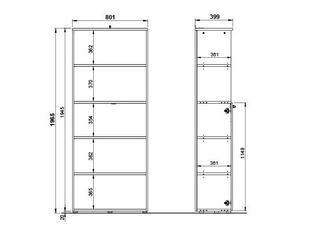 Estantería Eliromo 105 (Grafito + Roble nieto)