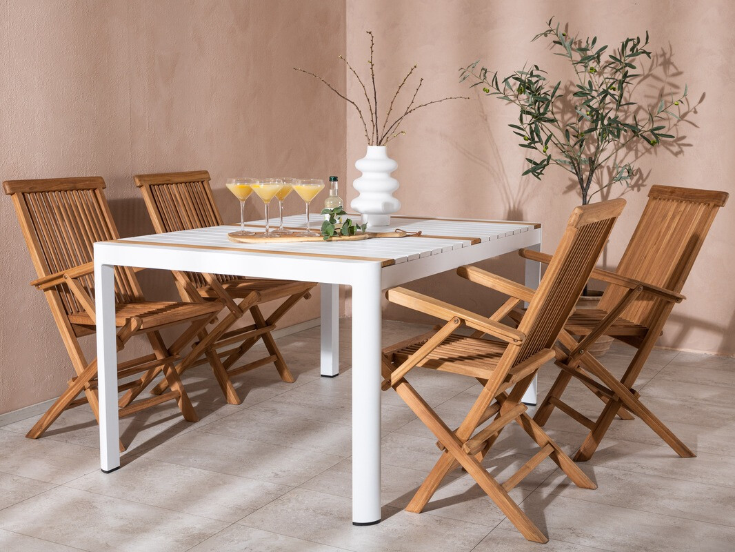 Mesa para exterior Dallas 2828 (Blanco + Marrón)