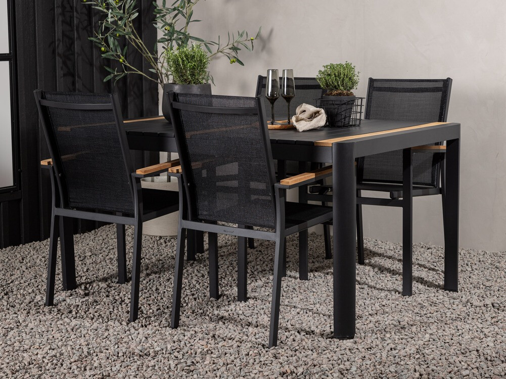 Mesa para exterior Dallas 2828 (Negro + Marrón)