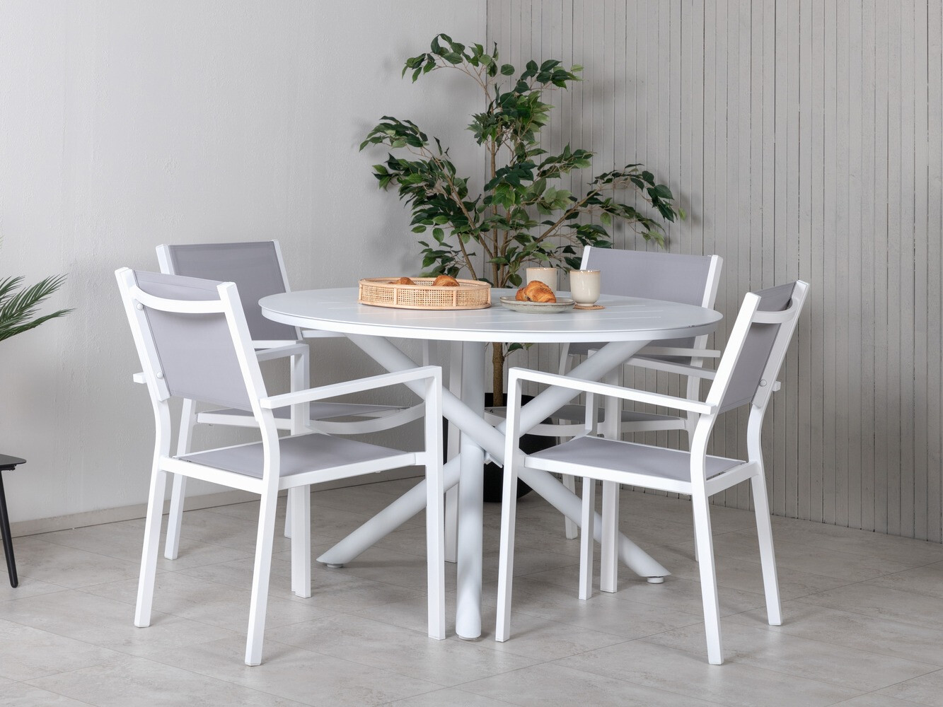 Silla para exterior Dallas 746 (Blanco + Gris)