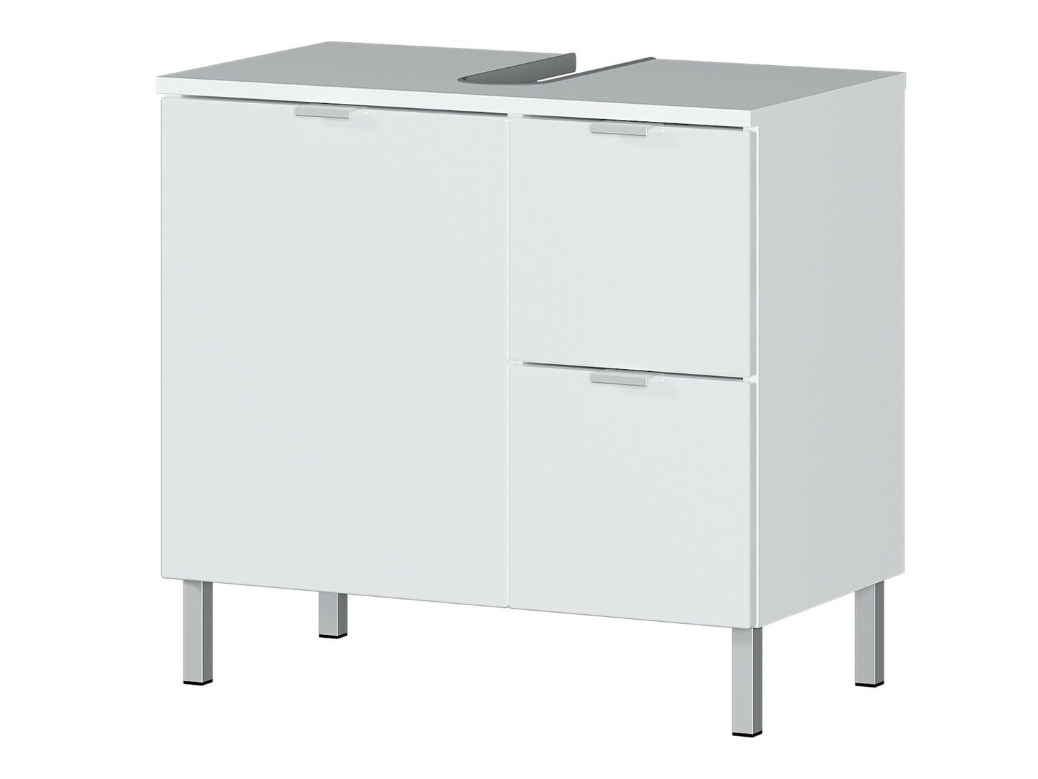 Armario de baño de pie para lavabo Lomcamo 100 (Blanco + Blanco brillante)