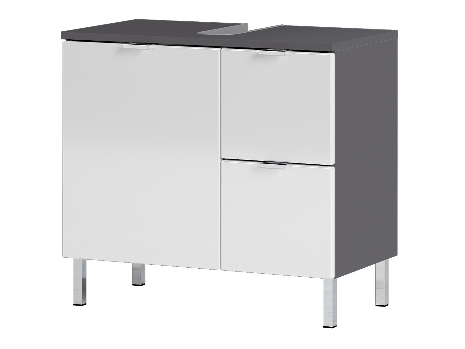 Armario de baño de pie para lavabo Lomcamo 100 (Blanco brillante+ Grafito)