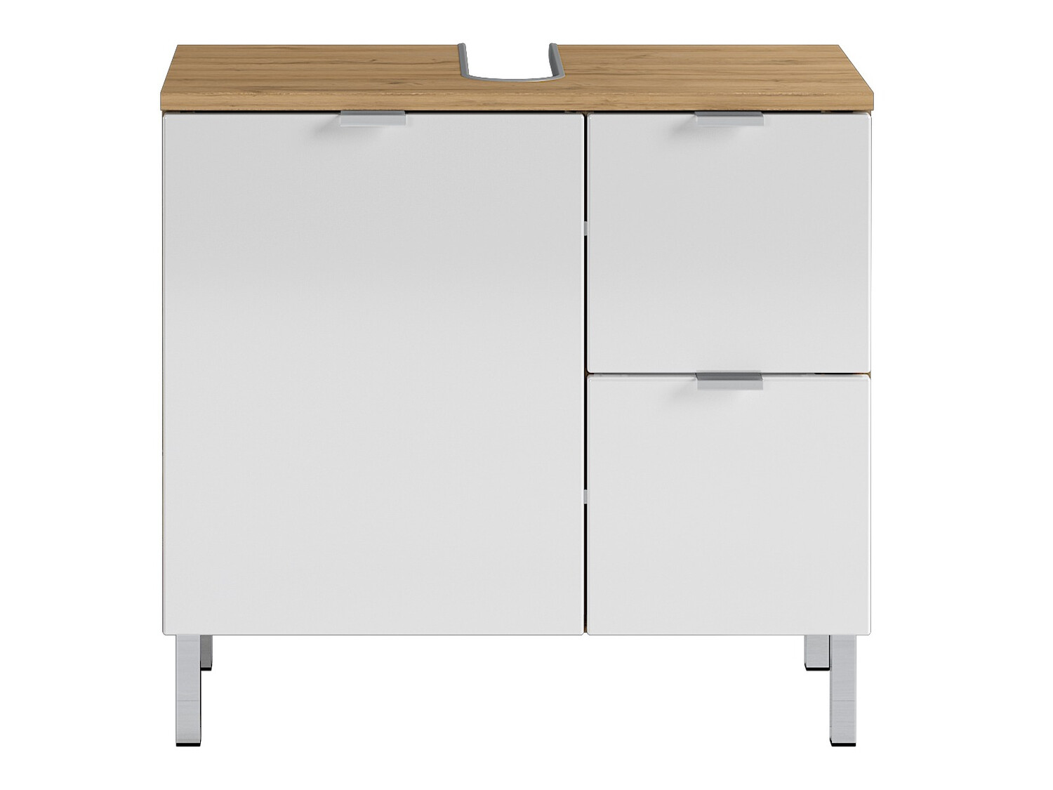 Armario de baño de pie para lavabo Lomcamo 100 (Blanco brillante + Roble nieto)