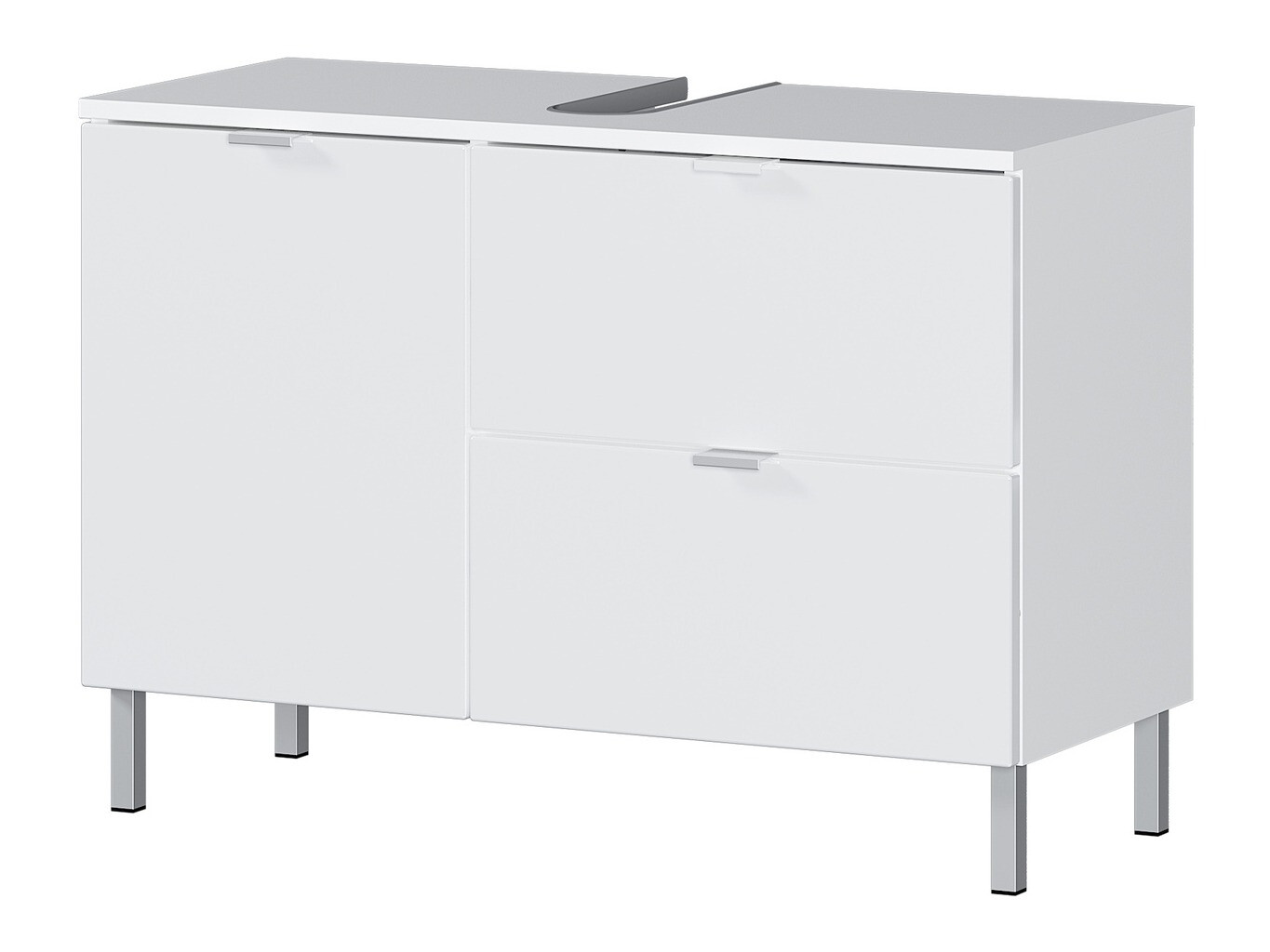 Armario de baño de pie para lavabo Lomcamo 101 (Blanco + Blanco brillante)