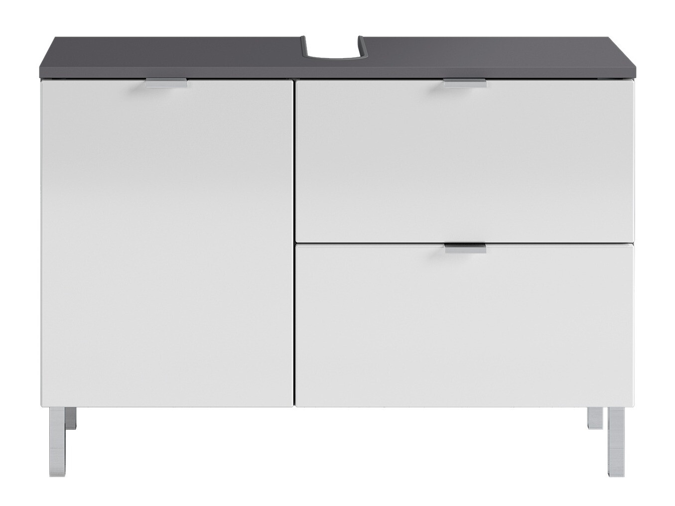 Armario de baño de pie para lavabo Lomcamo 101 (Blanco brillante + Grafito)