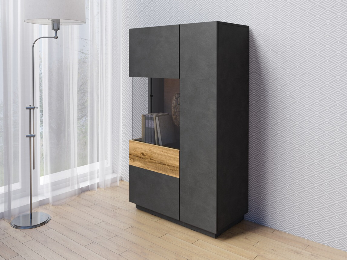 Aparador Livlore 104 (Madera gris + Roble wotan)