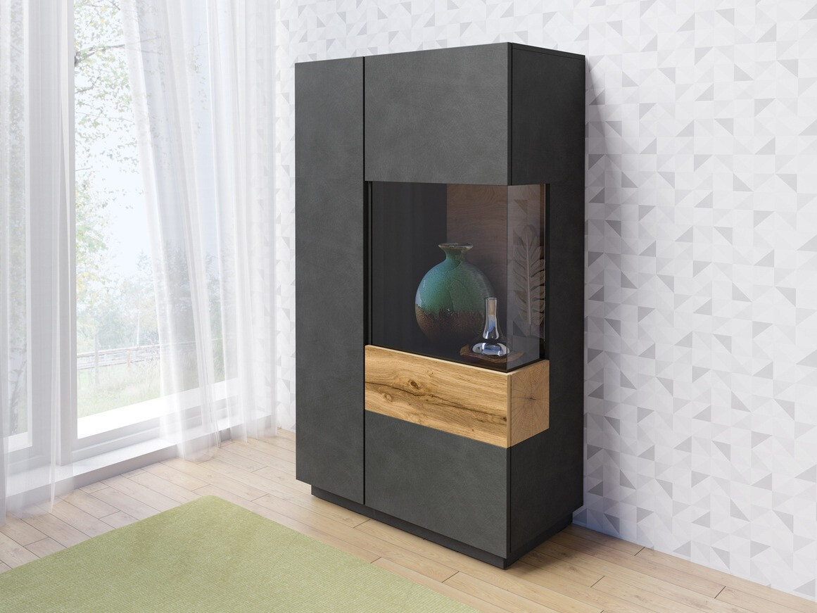 Aparador Livlore 104 (Madera gris + Roble wotan)