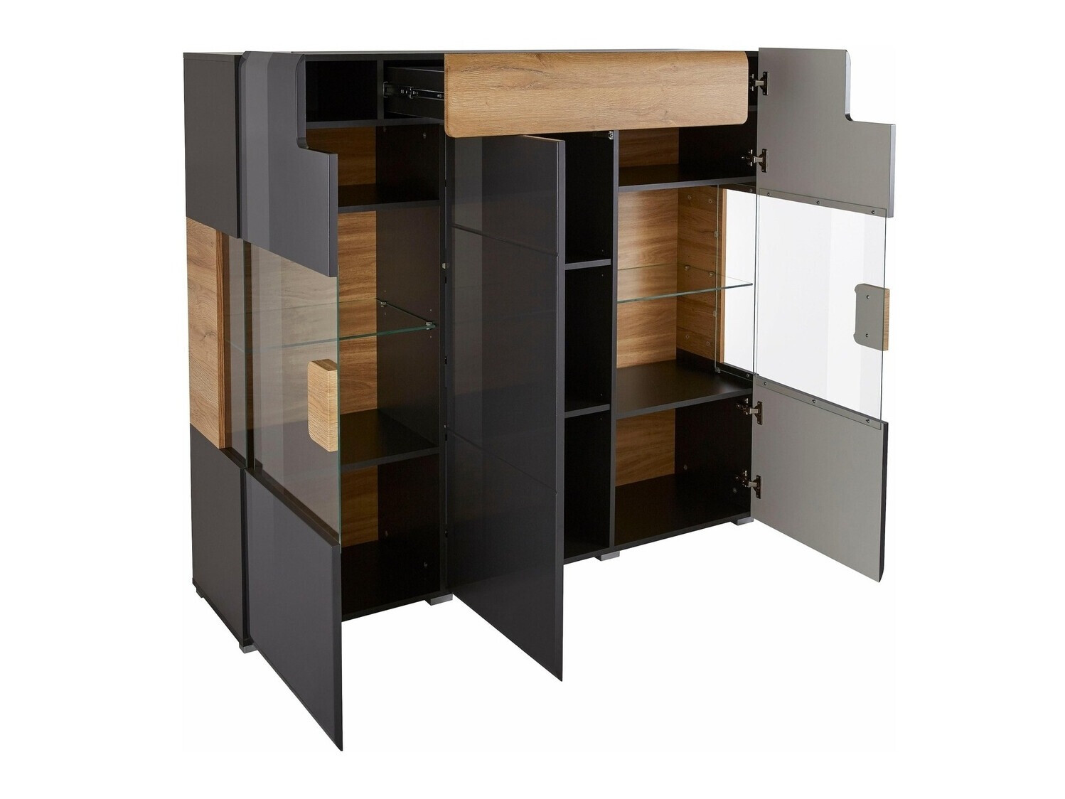 Aparador Torsone 100 (Antracita + Gloss antracita + Roble nieto)