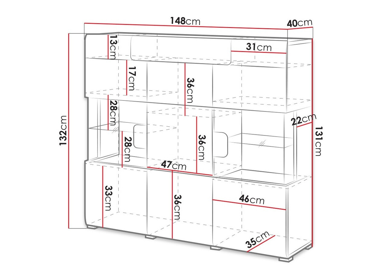 Aparador Torsone 100 (Antracita + Gloss antracita + Roble nieto)