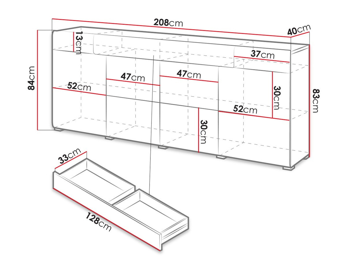 Cómoda Torsone 102 (Antracita + Gloss antracita + Roble nieto)