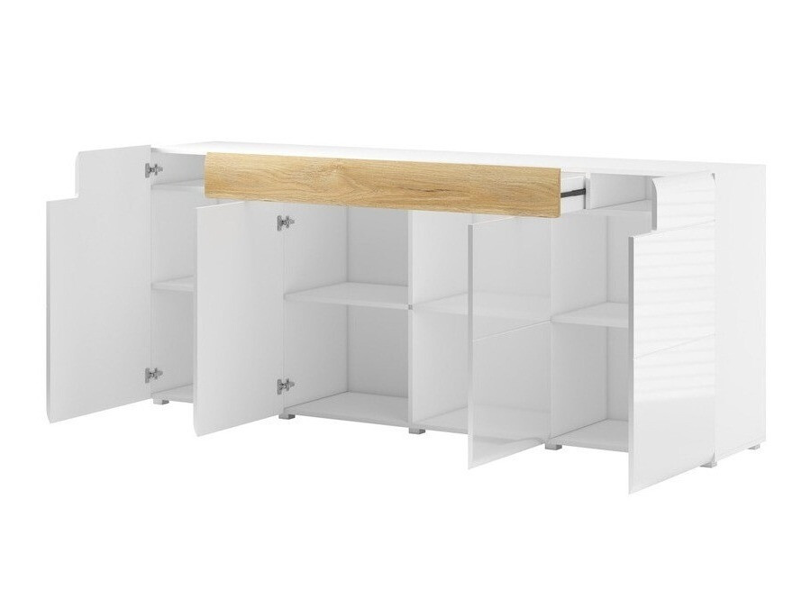 Cómoda Torsone 102 (Blanco + Blanco brillante + Roble sanremo)