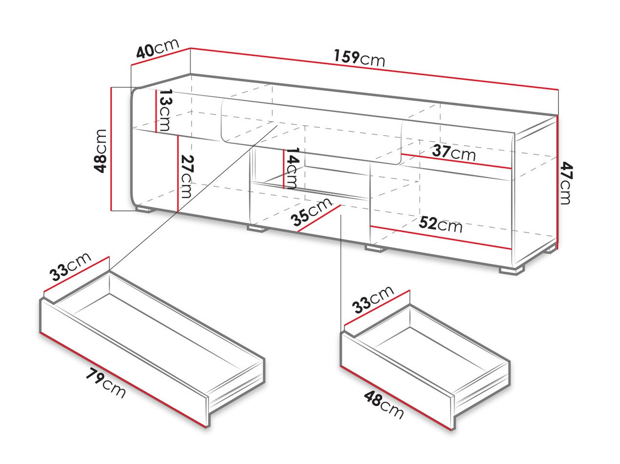 Mueble TV Torsone 101 (Antracita + Gloss antracita + Roble nieto)