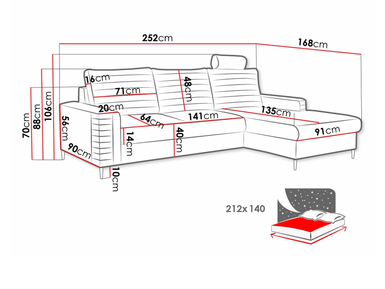 Sofá rinconero Comfivo 243 (Velluto 33)