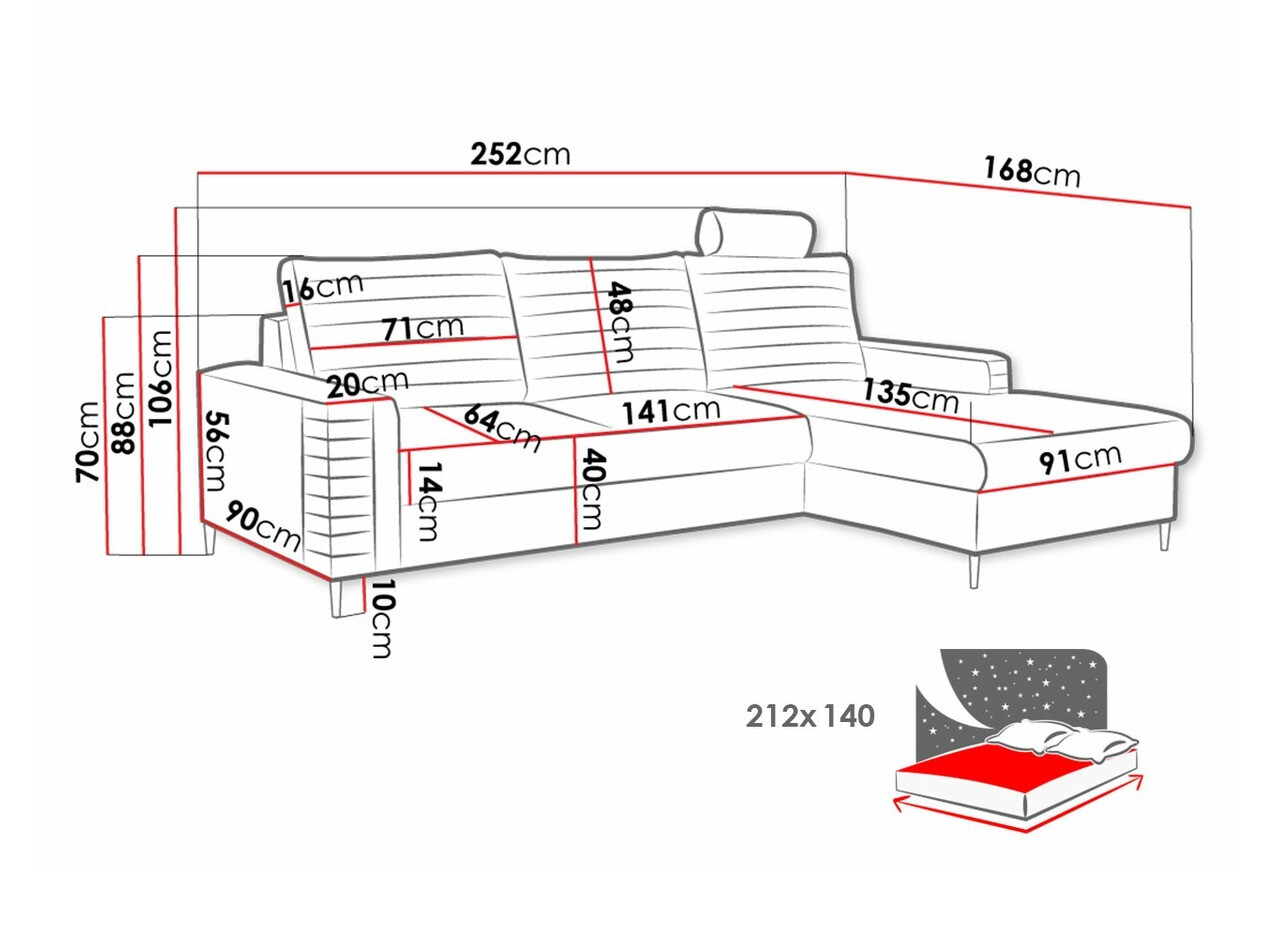 Sofá rinconero Comfivo Cumintudo (Velluto 25)