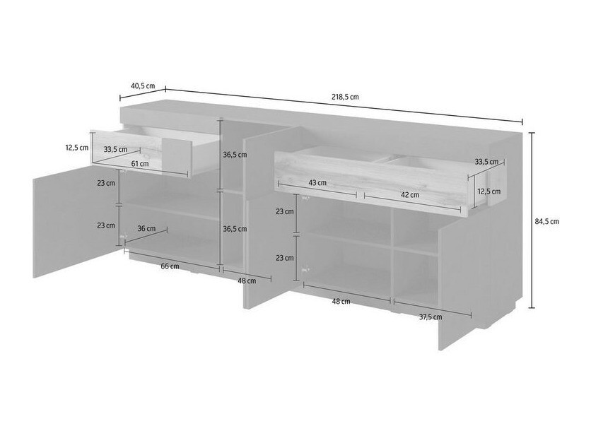 Conjunto de salón Livlore 108 (Blanco + Blanco brillante + Roble wotan)