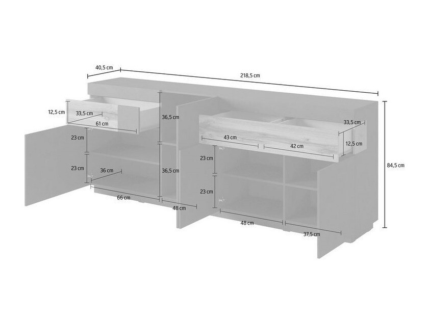 Conjunto de salón Livlore 108 (Madera gris + Roble wotan)