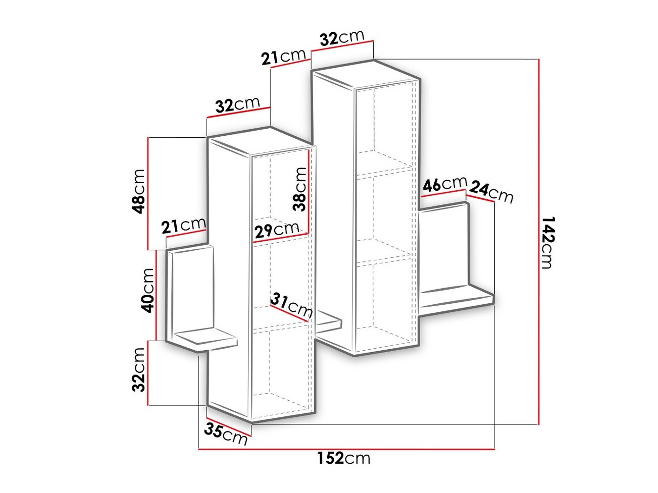 Armario de pared Lutiva 101 (Antracita + Ribbec roble)