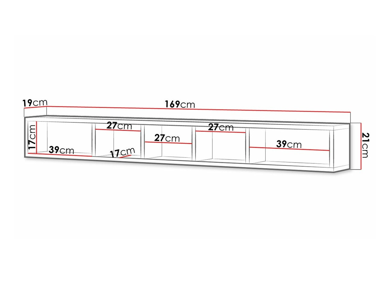 Estantería de pared Torsone 105 (Blanco + Roble sanremo)