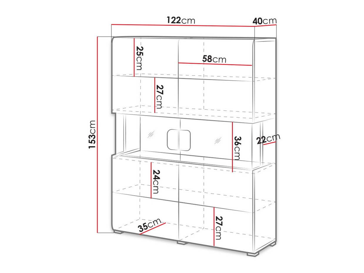 Estantería Torsone 107 (Antracita + Gloss antracita + Roble nieto)