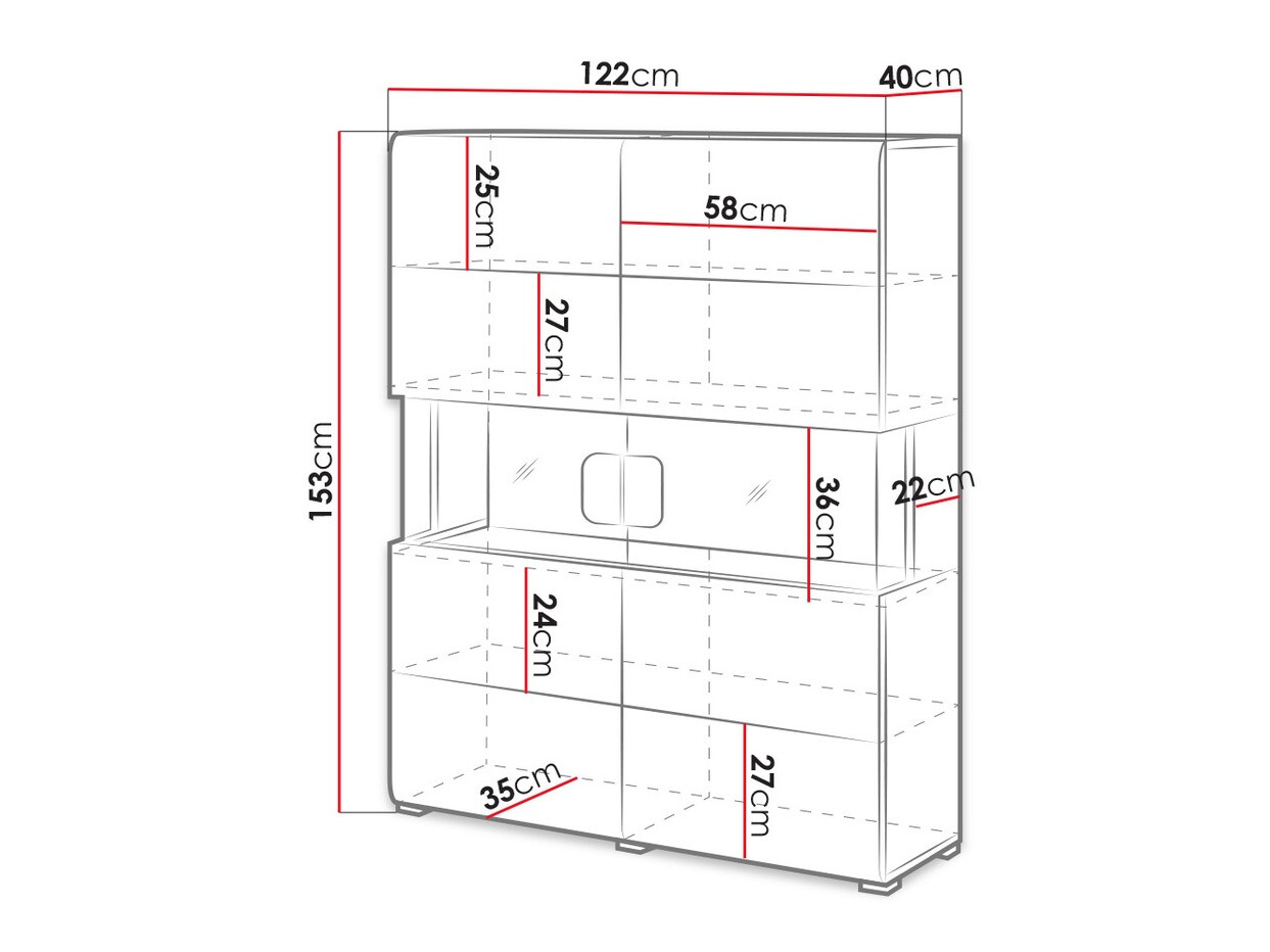 Estantería Torsone 107 (Blanco + Blanco brillante + Roble sanremo)